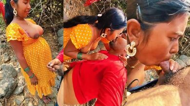 Tamil Bhabhi Giving Blowjob & Her Lover In The Forest
