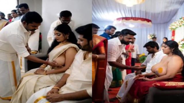 Kerala Malayali Woman Performing A Ritual Involving Breast Fondling
